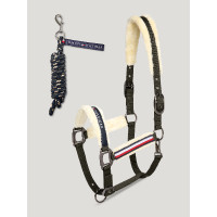 Cabezada y ramal Tommy Hilfiger Equestrian Yale con borreguillo Verde camuflaje