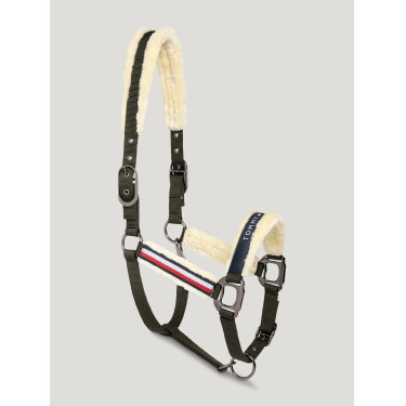 Cabezada y ramal Tommy Hilfiger Equestrian Yale con borreguillo Verde camuflaje