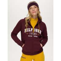 Sudadera con capucha con cremallera Mills para mujer Tommy Hilfiger Equestrian Burdeos intenso