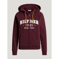 Sudadera con capucha con cremallera Mills para mujer Tommy Hilfiger Equestrian Burdeos intenso