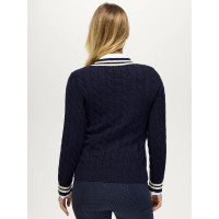 Jersey de mujer con cuello de pico de ochos Roseville Tommy Hilfiger Equestrian Cielo del desierto Azul