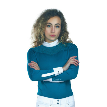 Polo mujer Cassia Flags & Cup manga larga Azul esmeralda