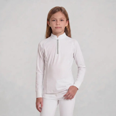Camisa de concurso clásica para niña de manga larga con glitter Rosa viejo talla 160 niño Blanco