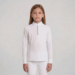 Camisa de concurso clásica para niña de manga larga con glitter Rosa viejo talla 160 niño Blanco