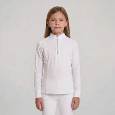 Camisa de concurso clásica para niña de manga larga con glitter Rosa viejo talla 160 niño Blanco