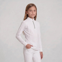 Camisa de concurso clásica para niña de manga larga con glitter Rosa viejo talla 160 niño Blanco