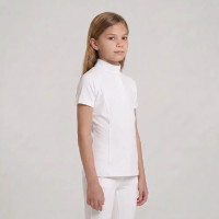 Camisa de concurso ecuestre niña manga corta blanca 160