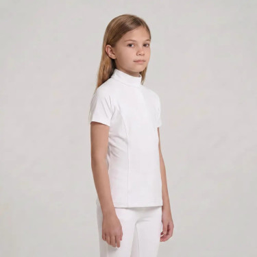Camisa de concurso ecuestre niña manga corta blanca 160