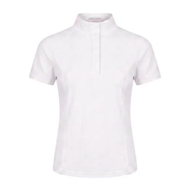 Camisa de concurso ecuestre niña manga corta blanca 160