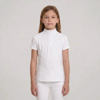 Camisa de concurso ecuestre niña manga corta blanca 160