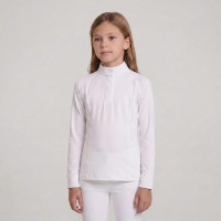 Camisa de concurso ecuestre niña manga larga blanca 160