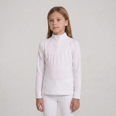 Camisa de concurso para niña clásica de manga larga blanca talla 160 niño Blanco