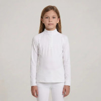 Camisa de concurso ecuestre niña manga larga blanca 160