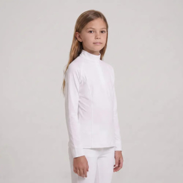 Camisa de concurso para niña clásica de manga larga blanca talla 160 niño Blanco