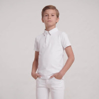 Camisa de concurso ecuestre niño manga corta blanca 160