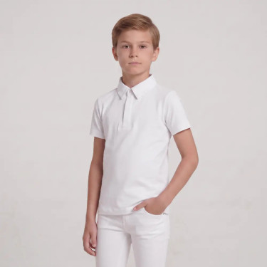 Camisa de concurso ecuestre niño manga corta blanca 160