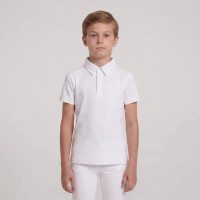 Camisa de concurso ecuestre niño manga corta blanca 160