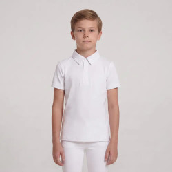 Camisa de concurso clásica para niño de manga corta blanca talla 160 Blanco