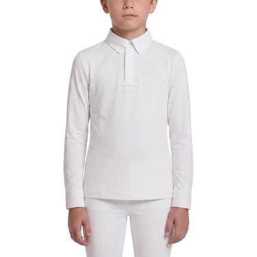 Camisa de equitación concurso niño manga larga blanca 160