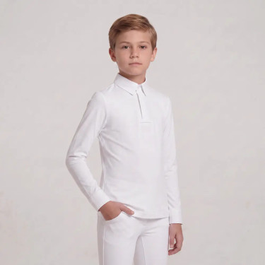 Camisa de equitación concurso niño manga larga blanca 160