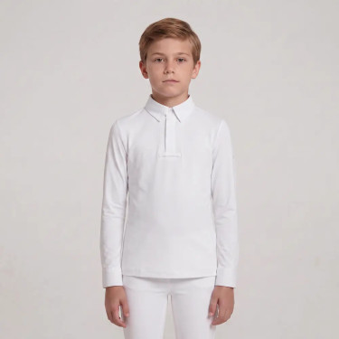 Camisa de equitación concurso niño manga larga blanca 160