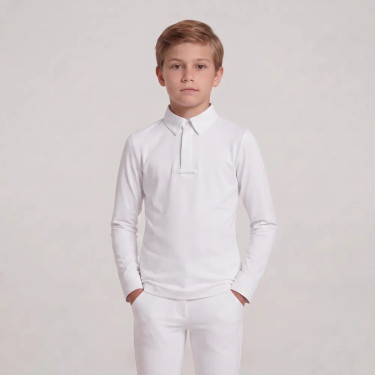 Camisa de concurso niño clásica de manga larga blanca talla 160 Blanco