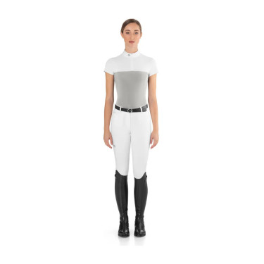 Polo de concurso de malla Ego7 de manga corta para mujer Gris hielo