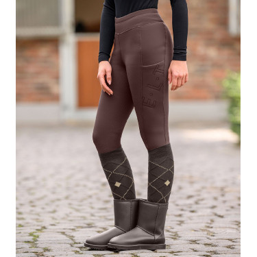 Leggings de equitación térmicos ELT Rica de forro polar para mujer Caoba Burdeos