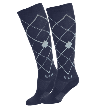 Calcetines de equitación ELT Argyle Azul profundo / azul piedra