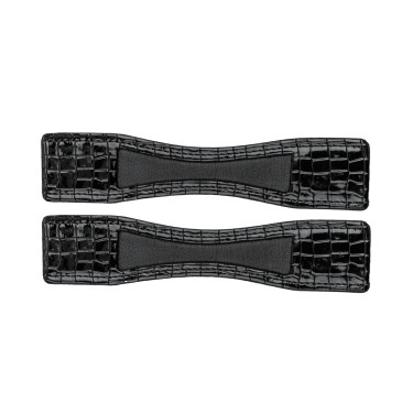 Protectores de espuelas Waldhausen de cuero charolado, el par Cuero negro