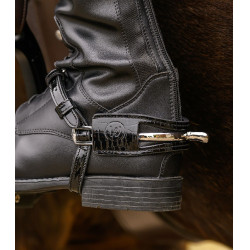 Protectores de espuelas Waldhausen de cuero charolado, el par Cuero negro