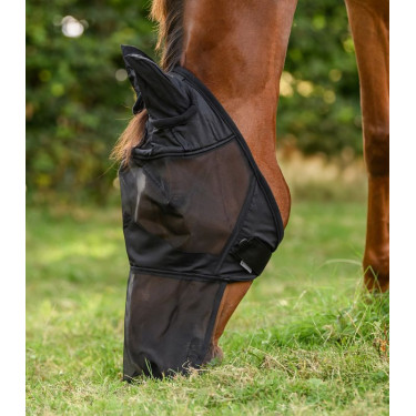 Máscara antimoscas Waldhausen Premium protección orejas y chaflán Negro