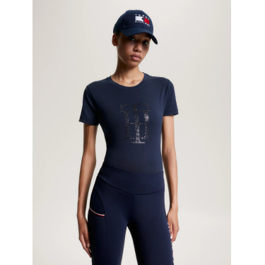 Camiseta Tommy Hilfiger Equestrian Manhattan de manga corta para mujer Azul marino