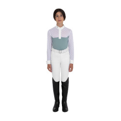 Polo de concurso niña manga larga con tul Equestro niño Gris pizarra