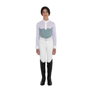 Polo de concurso niña manga larga con tul Equestro niño Gris pizarra