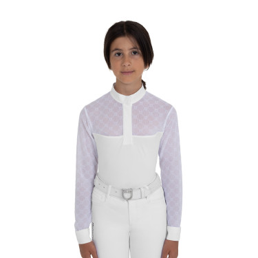 Polo de concurso niña manga larga con tul Equestro niño Polo de concurso niña manga larga con tul Equestro niño