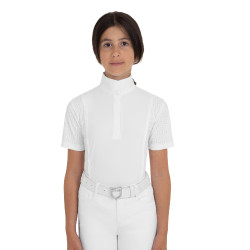 Polo de concurso para niña de manga corta con insertos de malla Equestro niño Polo de concurso para niña de manga corta con insertos de malla Equestro niño
