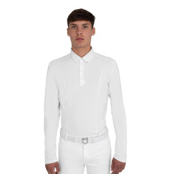 Polo de concurso para hombre con inserciones de malla y en canalé Equestro Polo de concurso para hombre con inserciones de malla y en canalé Equestro