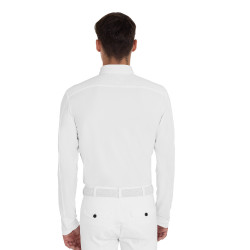 Polo de concurso para hombre con inserciones de malla y en canalé Equestro Polo de concurso para hombre con inserciones de malla y en canalé Equestro