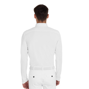 Polo de concurso para hombre con inserciones de malla y en canalé Equestro Polo de concurso para hombre con inserciones de malla y en canalé Equestro