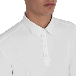 Polo de concurso para hombre con inserciones de malla y en canalé Equestro Polo de concurso para hombre con inserciones de malla y en canalé Equestro