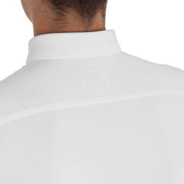 Polo de concurso para hombre con inserciones de malla y en canalé Equestro Polo de concurso para hombre con inserciones de malla y en canalé Equestro