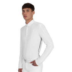 Polo de concurso para hombre con inserciones de malla y en canalé Equestro Polo de concurso para hombre con inserciones de malla y en canalé Equestro