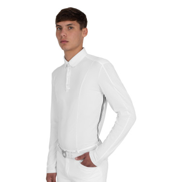 Polo de concurso para hombre con inserciones de malla y en canalé Equestro Polo de concurso para hombre con inserciones de malla y en canalé Equestro