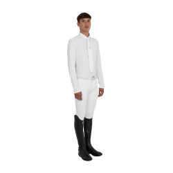 Polo de concurso para hombre con inserciones de malla y en canalé Equestro Polo de concurso para hombre con inserciones de malla y en canalé Equestro