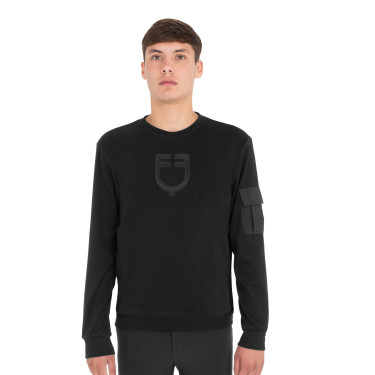 Sudadera de hombre con cuello redondo de forro polar con bolsillo lateral Equestro Sudadera de hombre con cuello redondo de forro polar con bolsillo lateral Equestro
