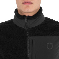 Chaleco de hombre de forro polar teddy con bolsillo frontal Equestro Negro / negro