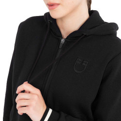 Sudadera de mujer con capucha y cremallera frontal Equestro Negro / negro Sudadera de mujer con capucha y cremallera frontal Equestro Negro / negro