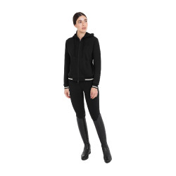 Sudadera de mujer con capucha y cremallera frontal Equestro Negro / negro Sudadera de mujer con capucha y cremallera frontal Equestro Negro / negro
