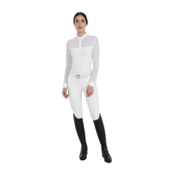 Polo de concurso para mujer de manga larga con tul Equestro Polo de concurso para mujer de manga larga con tul Equestro